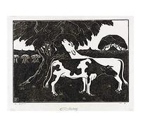 Artery8 Bernard Essers Two Cows Tree Bw Animal Landscape Unframed Wall Art Print Poster Home Decor Premium