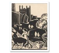 Artery8 Bernard Essers Woman Driving Donkey Cliff Seascape Art Print Framed Poster Wall Decor 12x16 inch