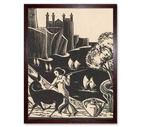Artery8 Bernard Essers Woman Driving Donkey Cliff Seascape Art Print Framed Poster Wall Decor 12x16 inch