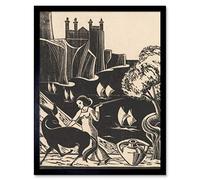 Artery8 Bernard Essers Woman Driving Donkey Cliff Seascape Art Print Framed Poster Wall Decor 12x16 inch