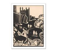 Artery8 Bernard Essers Woman Driving Donkey Cliff Seascape Artwork Framed Wall Art Print 18X24 Inch