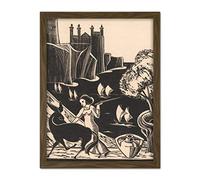 Artery8 Bernard Essers Woman Driving Donkey Cliff Seascape Artwork Framed Wall Art Print 18X24 Inch