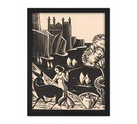 Artery8 Bernard Essers Woman Driving Donkey Cliff Seascape Artwork Framed Wall Art Print 18X24 Inch