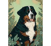 Artery8 Bernese Mountain Dog in Wildflower Field Modern Illustration Large Wall Art Poster Print Thick Paper 18X24 Inch