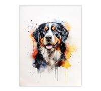 Artery8 Bernese Mountain Lovers Gift Watercolour Pet Portrait Painting Artwork Large Wall Art Poster Print Thick Paper 18X24 Inch