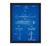 Artery8 Berta Snowboard Classic Sports Games Winter 1969 Patent Plan Artwork Framed Wall Art Print 18X24 Inch