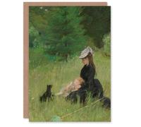 Artery8 Berthe Morisot Art Card Mother Child & Dog In the Park in Green Artery8 Green