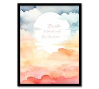 Artery8 Better to Travel Well than to Arrive Buddhist Mindfulness Quote Watercolour Sun Through Clouds Buddha Meditation Enlightenment Vihara Artwork Framed Wall Art Print A4