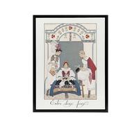 Artery8 Between Two Flames Czech Fashion Black Framed Canvas Wall Art 24X32 Artwork By Barbier : Romantic Fashion Artwork Ideal For Bedroom Or Hallway Capturing Elegance Drama And Vintage Allure