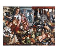 Artery8 Beuckelaer Well Stocked Kitchen Jesus House Martha Mary Premium Wall Art Canvas Print 18X24 Inch