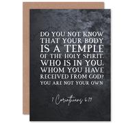 Artery8 Bible Card 1 Corinthians 6:19 Your Body is a Temple of the Holy Spirit Christian Bible Verse Card Artery8 Multicolor
