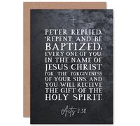 Artery8 Bible Card Acts 2:38 Repent & Be Baptized Gift of the Holy Spirit Christian Bible Verse Card Artery8 Multicolor