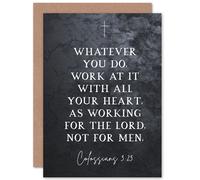Artery8 Bible Card Colossians 3:23 Whatever You Do Work At it With All Your Heart Christian Bible Verse Card Artery8 Multicolor