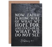 Artery8 Hebrews 11:1 Faith is Being Sure of What We Hope For Christian Bible Verse Quote Scripture Typography Sealed Greeting Card Plus Envelope Blank inside