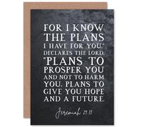 Artery8 Jeremiah 29:11 I Know The Plans I have For You Plans to Give You Hope Christian Bible Verse Quote Scripture Typography Sealed Greeting Card Plus Envelope Blank inside