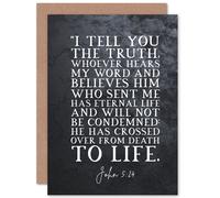 Artery8 Bible Card John 5:24 Whoever Hears My Word & Believes Has Eternal Life Christian Bible Verse Card Artery8 Multicolor