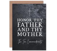 Artery8 Bible Card Ten Commandments Honor Thy Father & Mother Christian Bible Verse Card Artery8 Multicolor