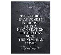 Artery8 Bible Verse Quote 2 Corinthians 5:17 Wall Art Print : A New Creation in Christ Christian Home Decor for Living Room or Office Uplifting Gift for Believers
