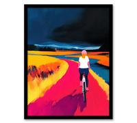 Artery8 Bicycle Dream Bike Ride Colourful Landscape Living Room Artwork Framed Wall Art Print A4