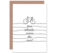 Artery8 Bicycle Quote Two Wheels Move Soul Squiggle Lines Greetings Card in White Artery8 White