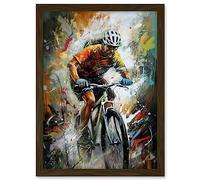 Artery8 Bicycle Race Cyclist Racing Sport Action Shot Artwork Framed A3 Wall Art Print