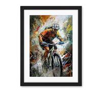 Artery8 Bicycle Race Cyclist Racing Sport Action Shot Artwork Framed Wall Art Print 18X24 Inch
