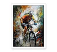 Artery8 Bicycle Race Cyclist Racing Sport Action Shot Artwork Framed Wall Art Print 18X24 Inch