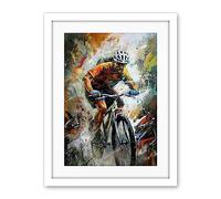 Artery8 Bicycle Race Cyclist Racing Sport Action Shot Artwork Framed Wall Art Print 18X24 Inch