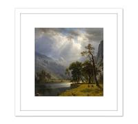 Artery8 Bierstadt Mount Starr King Yosemite 8X8 Inch Square Wooden Framed Wall Art Print Picture with Mount in White Artery8 White