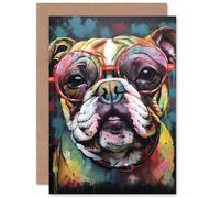 Artery8 Bifocal Bulldog for Husband Him Dad Son Brother Birthday Thank You Congratulations Blank Art Greeting Card