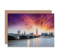 Artery8 Big Ben Dusk River Scene Art Blank Just to Say Card Artery8 Multicolor