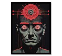 Artery8 Big Brother Is Watching You George Orwell 1984 Artwork Art Print Framed Poster Wall Decor in Black | Size: A4 Artery8 Black A4