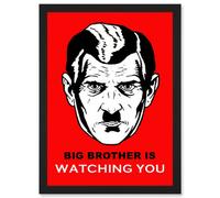 Artery8 Big Brother Is Watching You Man Face 1984 George Orwell Wall Art Print - A4 Size