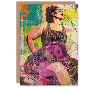 Artery8 Greeting Card Big is Beautiful Bright Colourful Woman Portrait Blank For Him Or Her Art Birthday Card