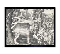 Artery8 Bigorne Beast Eating Man Vintage Drawing Art Print Framed Poster Wall Decor 12x16 inch