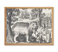 Artery8 Bigorne Beast Eating Man Vintage Drawing Art Print Framed Poster Wall Decor 12x16 inch