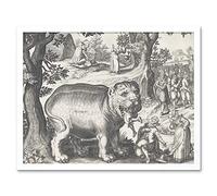 Artery8 Bigorne Beast Eating Man Vintage Drawing Art Print Framed Poster Wall Decor 12x16 inch
