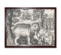 Artery8 Bigorne Beast Eating Man Vintage Drawing Art Print Framed Poster Wall Decor 12x16 inch