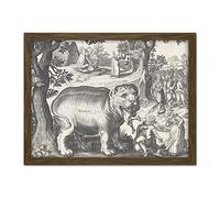 Artery8 Bigorne Beast Eating Man Vintage Drawing Artwork Framed Wall Art Print 18X24 Inch