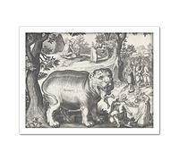 Artery8 Bigorne Beast Eating Man Vintage Drawing Artwork Framed Wall Art Print 18X24 Inch