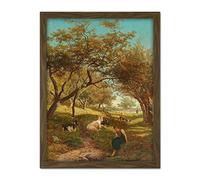 Artery8 Bilders The Goatherdess Farm Goat Painting Artwork Framed Wall Art Print 18X24 Inch