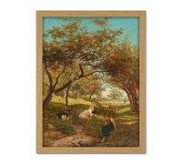 Artery8 Bilders The Goatherdess Farm Goat Painting Artwork Framed Wall Art Print 18X24 Inch