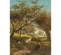 Artery8 Bilders The Goatherdess Farm Goat Painting Large Wall Art Poster Print Thick Paper 18X24 Inch