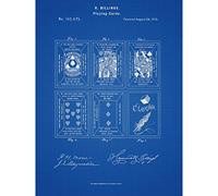 Artery8 Billings Playing Cards Vintage Poker Blackjack 1873 Patent Plan Premium Wall Art Canvas Print 18X24 Inch