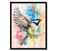 Artery8 Bird in Flight Colourful Watercolour Painting Living Room Artwork Framed Wall Art Print A4