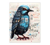 Artery8 Bird Jay Futuristic Horse Robot Hybrid Secret Military Schematic Blueprint Complex Arcane Manuscript Gift For Him Man Cave Unframed Wall Art Artery8 Multicolor W12" x H16"