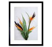 Artery8 Bird of Paradise Stem Leaves Flowers Tropical Plant Framed Art in Green | Size: W12" x H16" Artery8 Green W12" x H16"