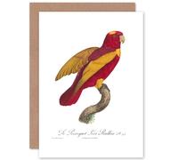 Artery8 Bird Red Parakeet Greetings Card in White Artery8 White