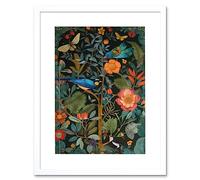 Artery8 Birds and Butterflies Modern Flower Art Nouveau Artwork Framed Wall Art Print 12X16 Inch