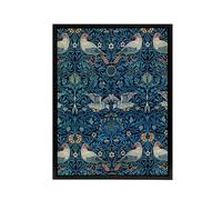 Artery8 Birds and Flowers Blue Pattern Framed Canvas Wall Art Print Vintage : Artwork W. Morris 12x16 Soft floral design radiating vintage charm, suited to timeless hallways or gentle living rooms